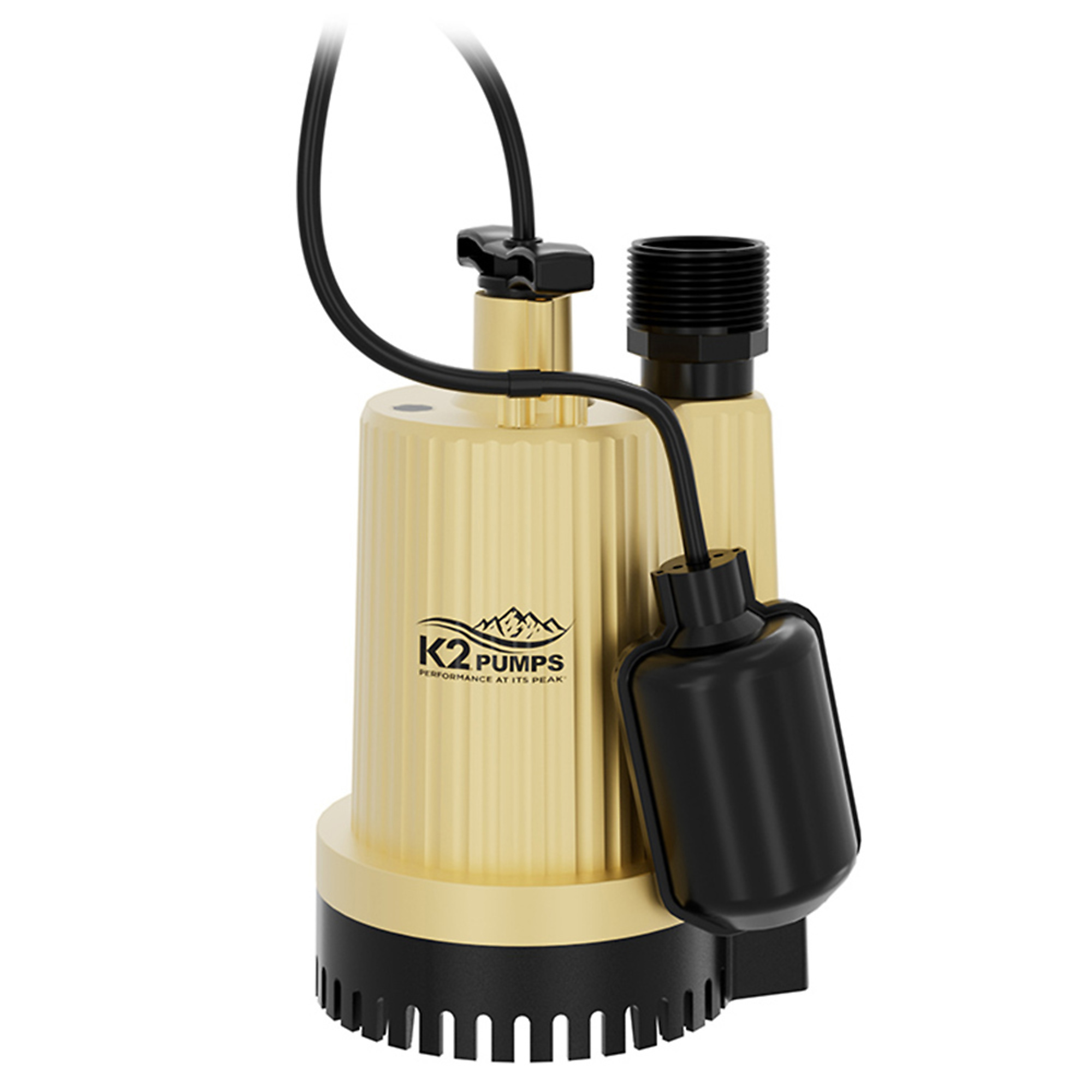 K2 1/3 HP Thermoplastic Pump - Tethered Switch, Max. Flow 2400 GPH, Port Size 1 in, Model# SPT03301TPK